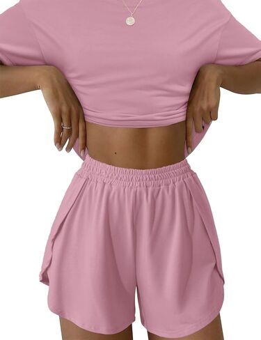 Kistore Summer 2 Piece Pajamas Sets Short Sleeve Sleepwear Pjs Lounge Split Short Sets in Saudi Arabia