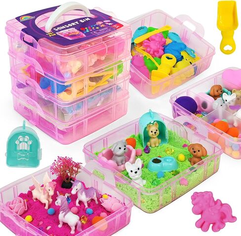 Agentlan Sensory Bin ، Dino & Ocean Sensory Sand ، Dino & Ocean Sensory Toys مع الرمال المسرحية للأولاد والبنات الصغار ، صندوق رمال هدايا أطفال للسن 3 4 5 6 7 8 in Kuwait