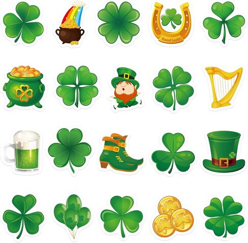ملصقات يوم 360pcs St. Patrick ، ​​ملصقات Shamrock Lucky Clover Day Day Day for Crafts Scrapbook St Patrick's Day Party Forms Supplies in Kuwait