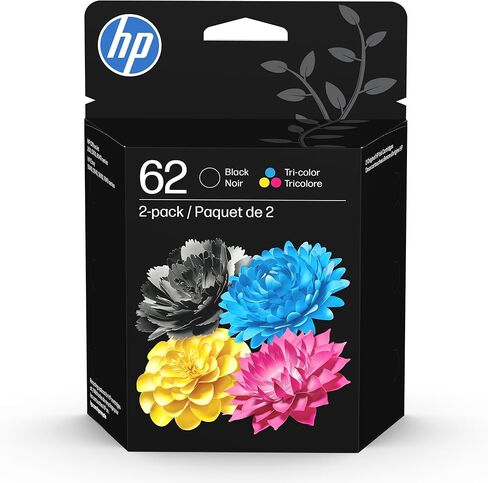 HP خرطوشة حبر سوداء 62 | تعمل مع سلسلة HP ENVY 5540، 5640، 5660، 7640، HP OfficeJet 5740، سلسلة 8040، HP OfficeJet Mobile 200، 250 Series | مؤهلة للحبر الفوري | C2P04AN in Kuwait