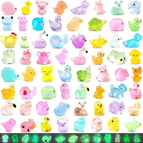 120PCS Luminous Mini Animals Glow in The Dark, 43 Style Tiny Resin Animals for Prank Garden Micro Landscape Dollhouse Decor Craft in Saudi Arabia