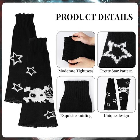 Star Arm Warmers Print Two Side Wear Leg Warmers Set Y2k Girls Japanese Kawaii Harajuku Accessory in Kuwait