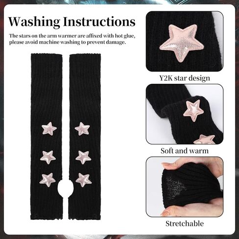 Star Arm Warmers Print Two Side Wear Leg Warmers Set Y2k Girls Japanese Kawaii Harajuku Accessory in Kuwait