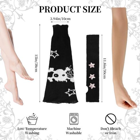 Star Arm Warmers Print Two Side Wear Leg Warmers Set Y2k Girls Japanese Kawaii Harajuku Accessory in Kuwait