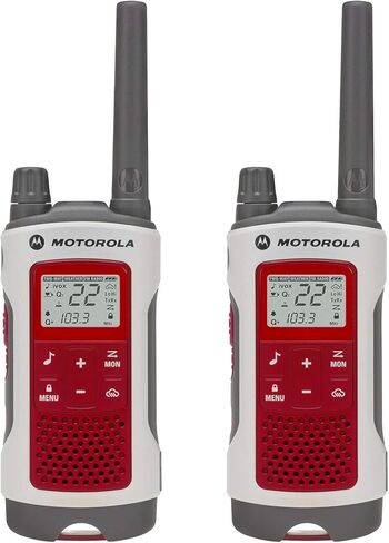 Motorola Solutions, Portable FRS, T482, Talkabout, Two-Way Radios, Red Cross, Emergency Preparedness, Rechargeable, 22 Channel, 35 Mile, White W/Red, 2 Pack in Saudi Arabia