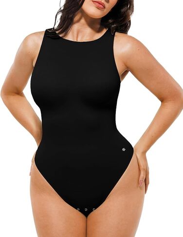 Popilush Body Suits for Womens - Sleeveless Crew Neck Tank Top - Tummy Control Shapewear Bodysuit - Going Out Tops in Kuwait