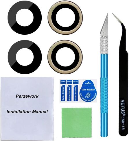 Perzework 2 Pcs Back Rear Camera Lens Glass Replacement for iPhone XR 6.1 inches with pre-Installed Adhesive and Reparing Toolkit in Kuwait