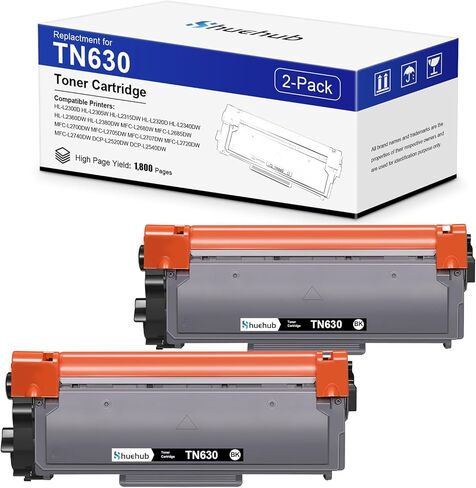 TN630 Black Toner Cartridge Replactment for Brother TN 630 TN-630 Toner for HL-L2300D HL-L2305W HL-L2320D HL-L2360DW HL-L2380DW MFC-L2680W MFC-L2700DW MFC-L2720DW DCP-L2540DW Printer - 2 Pack in Kuwait