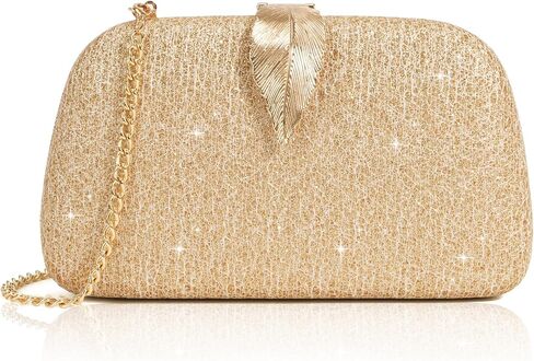 Milisente Clutch Purses For Women, Solid Suede Evening Clutch Bag Shoulder Bag With Metallic Leaves Clasp in Kuwait