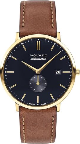 Movado Silhouette Men's Watch - Swiss Quartz Movement, Leather Strap - 3 ATM Water Resistance - Classic, Luxury Fashion Timepiece for Him - 40mm in Kuwait