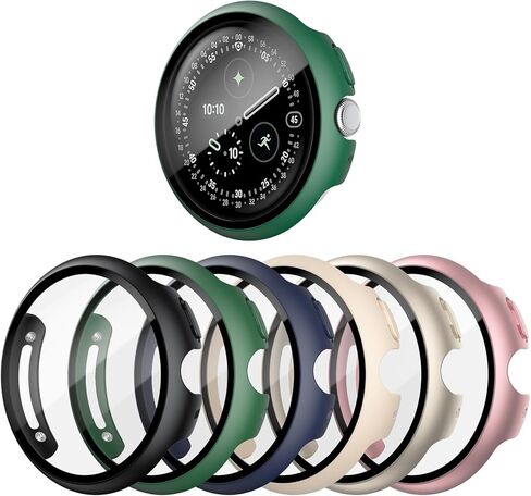 [6-Pack] Case for Google Pixel Watch 3 45mm (2024 New), Hard PC Shockproof Bumper Cover with Tempered Glass Screen Protector for Google Pixel Watch 3 45mm in Kuwait
