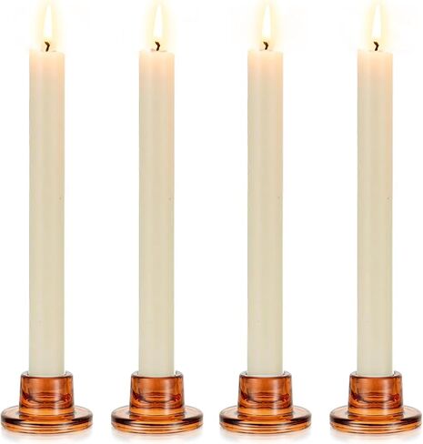 Glasseam Glass Tapered Candlestick Holders: 10Pcs Small Taper Candle Holders Bulk Clear Candle Sticks Holder Decor Short Modern Candle Holder for Table Centerpiece Wedding Christmas Dinner Party in Kuwait