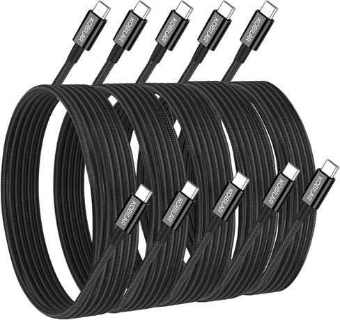 كابل USB C إلى USB C، كابل شاحن USB C فائق السرعة 100 وات 5 أمبير PD 3.0، كابل من النوع C إلى النوع C لهاتف iPhone15/15Pro/15Pro MaxiPad Pro (USB 2.0، أسود، 3pack-3.3+3.3+3.3ft) in Kuwait