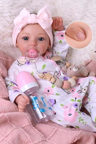 BABESIDE Reborn Baby Dolls, 17" Handcrafted Realistic Baby Doll Girl with Poseable Limbs, Newborn Poseable Real Life Toy with Accessories Set for Kids Age 3+ in Kuwait