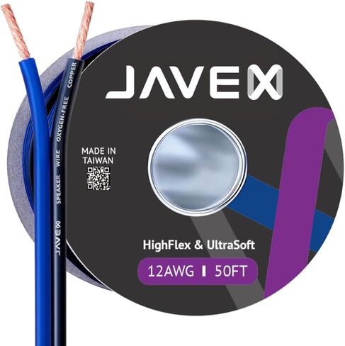 JAVEX 16-Gauge AWG Speaker Wire [50ft, OFC Oxygen-Free Copper] HighFlex Cable for Hi-Fi Systems, Home Theater and Car Audio System, Blue/Black in Kuwait