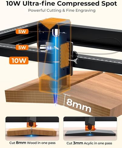 Laser Engraver ، JL7 Laser Cutter 10W Machine Laser Pengliving مع مساعدة الهواء ، قاطع App المدعوم من التطبيق ، وسرعة عالية وسرعة 400 ملم ، والكتاب الكهربائي: 10000MW Class 1 Laser in Kuwait