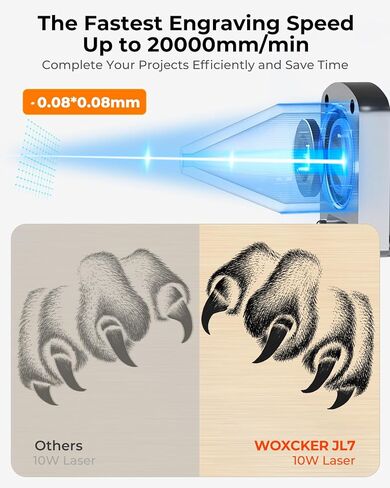 Laser Engraver ، JL7 Laser Cutter 10W Machine Laser Pengliving مع مساعدة الهواء ، قاطع App المدعوم من التطبيق ، وسرعة عالية وسرعة 400 ملم ، والكتاب الكهربائي: 10000MW Class 1 Laser in Kuwait