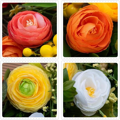 Spring Wreaths for Front Door, Soomeir Summer Peony Outdoor Wreath, Green Floral Door Decor for All Season Home Wall Wedding Farmhouse Holiday (Colorful Peony) in Kuwait