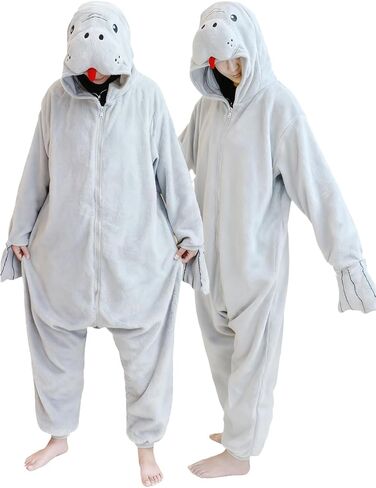 أسنان للجنسين البالغين من Manatee Oneie قطعة واحدة من بيجاماس حيوان أفخم هالوين زي عيد الميلاد للنساء الرجال in Kuwait