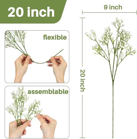 Sukh 10PCS Baby Breath Artificial Flowers Fake Babys Breath Gypsophila Flowers Bulk Realistic Artificial Flowers Bouquet Flores Artificiales para Decoracion for Wedding Party Home Decoration in Kuwait