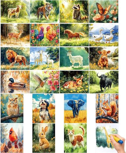 24 Pcs Dementia Products for Elderly Alzheimers Activities for Adults Seniors Reusable Water Painting Toys with 1 Painting Brush Water Doodle Coloring Drawing Gifts Set (Country Life) in Kuwait