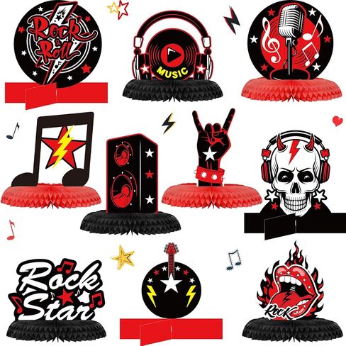 10 Pcs Rock and Roll Party Decorations Rock Star Centerpieces Born to Rock Party Decorations Music Theme Party Supplies Halloween Rock Birthday Decorations for Birthday Baby Shower Party Supplies in Kuwait