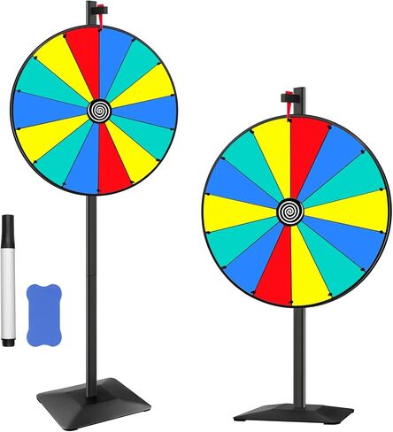 Prize Wheel Tabletop or Wall Mount Fortune Spin with Dry Erase Marker and Eraser for Engaging Home Parties, Trade Show, Carnival Events (12'' 10slots) in Kuwait