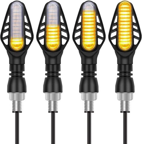 Kinstecks 4PCS Motorcycle Indicators Flowing Turn Signal Lights Motorbike Turning Indicators Daytime Running Lights Brake Lights 12V 13LED for Motorcycle Motorbike-Matte Shell in Kuwait