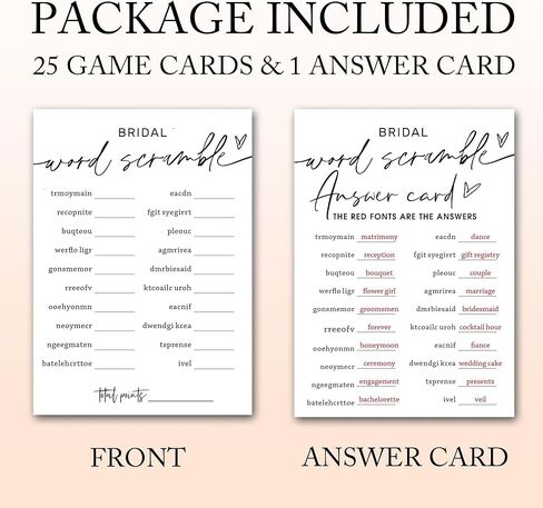 Wedding Shower Games Cards, Bridal Shower Word Game, Bridal Shower Games 25 Guests, Engagement Party Wedding Games for Guests, Minimalist White Wedding Party Supplies - A17 in Kuwait