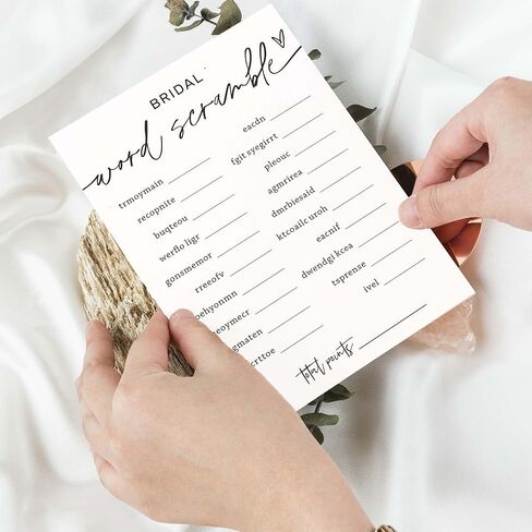 Wedding Shower Games Cards, Bridal Shower Word Game, Bridal Shower Games 25 Guests, Engagement Party Wedding Games for Guests, Minimalist White Wedding Party Supplies - A17 in Kuwait