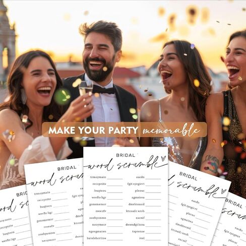 Wedding Shower Games Cards, Bridal Shower Word Game, Bridal Shower Games 25 Guests, Engagement Party Wedding Games for Guests, Minimalist White Wedding Party Supplies - A17 in Kuwait