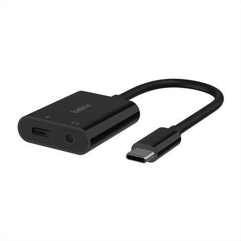Belkin Rockstar USB-C Audio + Charge Adapter, Headphone Adapter w/USB-C 60W Power Delivery Fast Charging for iPhone, iPad Pro, Galaxy, Note, Google Pixel, LG G6, Sony Xperia, OnePlus, & More - White in Saudi Arabia