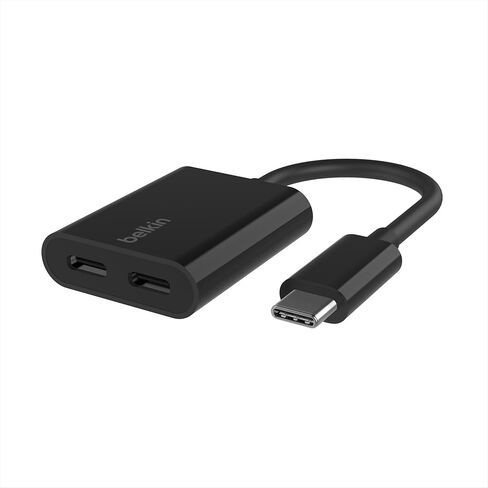 Belkin Rockstar USB-C Audio + Charge Adapter, Headphone Adapter w/USB-C 60W Power Delivery Fast Charging for iPhone, iPad Pro, Galaxy, Note, Google Pixel, LG G6, Sony Xperia, OnePlus, & More - White in Saudi Arabia