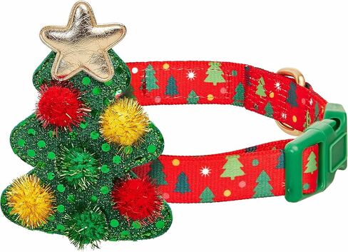 Blueberry Pet Christmas Holly Adjustable Dog Collar with Stunning Bowtie Décor, Large, Neck 18"-26" in Kuwait