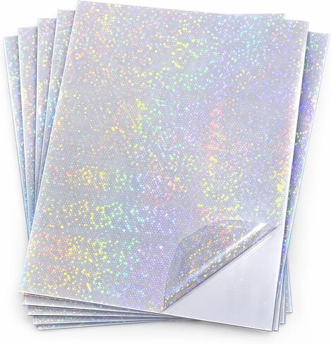 Bleidruck 25 Sheets Sand Stars Holographic Sticker Paper A4 Size Glitter Clear Holographic Overlay Laminating Film Self Adhesive Vinyl Sheets in Kuwait