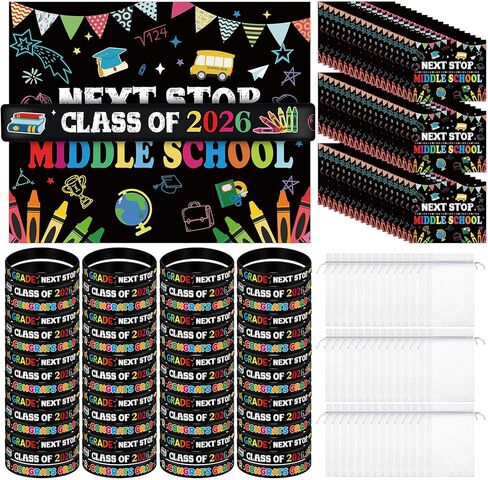 5th Grade Gifts for 2025 Graduation Include Grade Graduation Silicone Wristbands and Greeting Card with Organza Bags for 5th Grade Graduation(24 Sets) in Kuwait