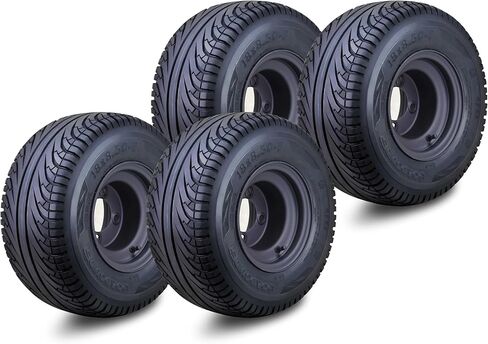 ROADGUIDER Golf Cart Tire Wheel Assembly 18X8.5-8 installed 4 Lugs on 4" PCD Silver Rim, Set 4-14039 in Kuwait