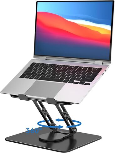 Laptop Stand for Desk Adjustable Computer Stand with 360 Rotating Base Ergonomic Laptop Riser Mount for Desk Foldable Protable Computer Desk Fits with MacBook Pro Air, Round in Saudi Arabia