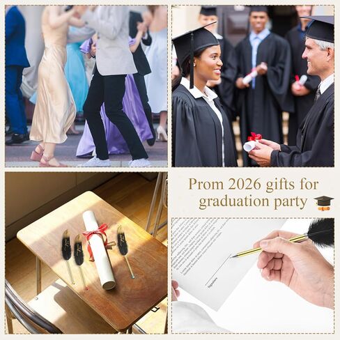 24 PCS PROM 2025 Party Favors Feather Graduation Pens Bulk Feather Ploint Pen Prom Higds Vintage Quill Pen Grad Supplies for Class of 2025 School Student Girl and Boy (Black) in Saudi Arabia