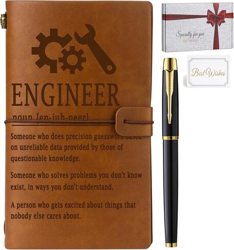 Engineer Gifts, Mechanical Engineering Gifts, Leather Journal Notebook Gifts for Engineers, New Licensed Passer Gifts Engineering Student Gifts, Graduation Gifts Retirement Gift for Engineer in Kuwait