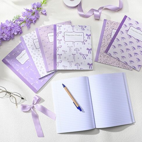 6 Pcs Bow Composition Notebooks Coquette Preppy Journal College Ruled Notebook Gift 110 Pages 9-3/4 x 7-1/2" Composition Notebooks for Mother's Day College Classroom Teacher Supplies(Pink,7" X 9") in Kuwait
