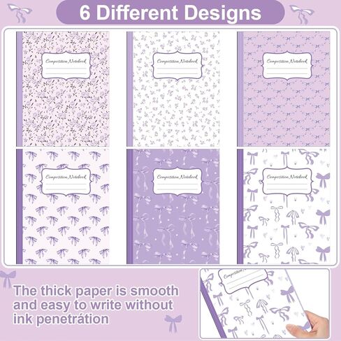 6 Pcs Bow Composition Notebooks Coquette Preppy Journal College Ruled Notebook Gift 110 Pages 9-3/4 x 7-1/2" Composition Notebooks for Mother's Day College Classroom Teacher Supplies(Pink,7" X 9") in Kuwait