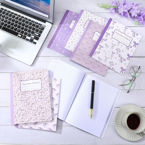 6 Pcs Bow Composition Notebooks Coquette Preppy Journal College Ruled Notebook Gift 110 Pages 9-3/4 x 7-1/2" Composition Notebooks for Mother's Day College Classroom Teacher Supplies(Pink,7" X 9") in Kuwait