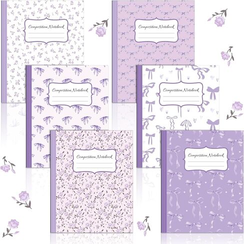 6 Pcs Bow Composition Notebooks Coquette Preppy Journal College Ruled Notebook Gift 110 Pages 9-3/4 x 7-1/2" Composition Notebooks for Mother's Day College Classroom Teacher Supplies(Pink,7" X 9") in Kuwait