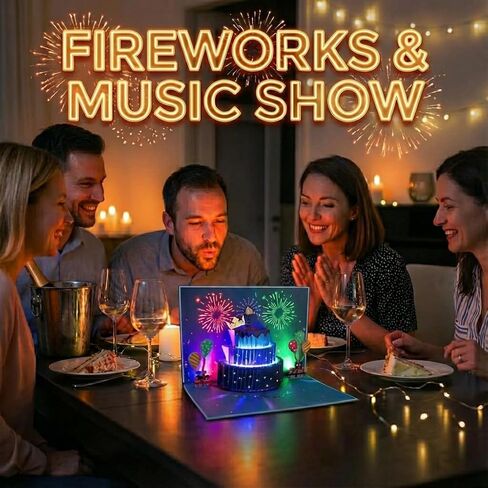 3D يطفو على تشغيل بطاقات عيد ميلاد سعيدة للرجال - الألعاب النارية والموسيقى مع Blow the Candle و Gold Crown و 3D Balloons و Blue Design - بطاقة عيد ميلاد سعيد له - أبي ، زوج ، أولاد وابنه (8.27 "× 5.27") in Kuwait