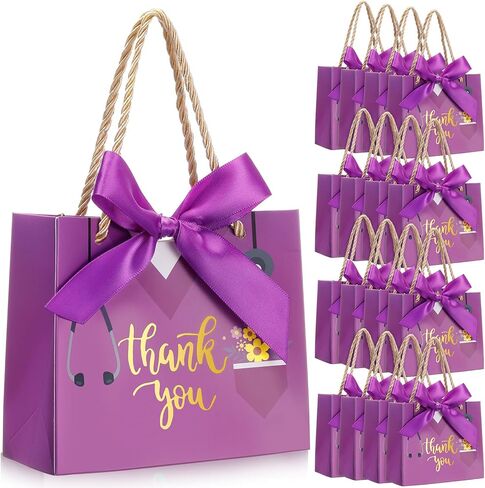 Supervitae 40 Pcs Nurse Gift Bags 5.5x2.4x4.7 Inch Small Thank You Nurse Paper Gift Bags with Handle and Bow Nurses Day Graduation Appreciation Week Gifts Bags for Medical School Graduate Party Favor in Saudi Arabia