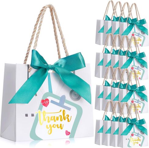 Supervitae 40 Pcs Nurse Gift Bags 5.5x2.4x4.7 Inch Small Thank You Nurse Paper Gift Bags with Handle and Bow Nurses Day Graduation Appreciation Week Gifts Bags for Medical School Graduate Party Favor in Saudi Arabia