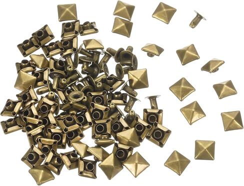HARFINGTON 100 Set Square Pyramid Rivet 6mm Leather Rivets Metal Spike Studs for Clothing Belts Bags Shoes Punk Rock, Gun Black in Saudi Arabia