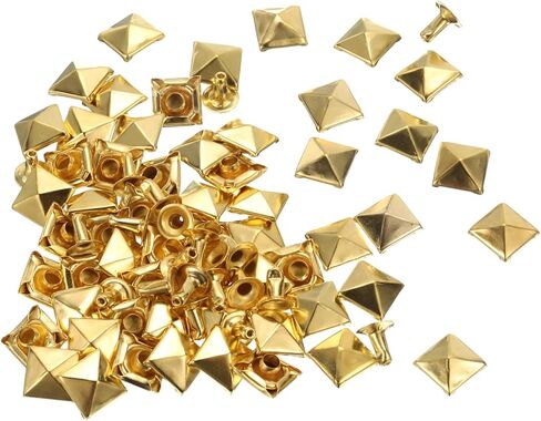 HARFINGTON 100 Set Square Pyramid Rivet 6mm Leather Rivets Metal Spike Studs for Clothing Belts Bags Shoes Punk Rock, Gun Black in Saudi Arabia