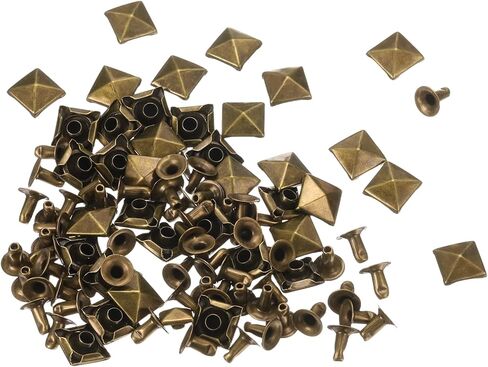 HARFINGTON 100 Set Square Pyramid Rivet 6mm Leather Rivets Metal Spike Studs for Clothing Belts Bags Shoes Punk Rock, Gun Black in Saudi Arabia